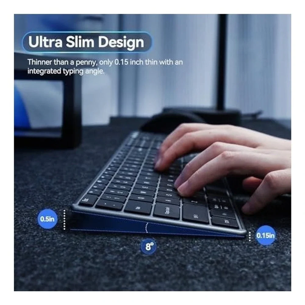 AUSDOM Bluetooth‎ Wireless Keyboard Slim Multi-Device Rechargeable Full Size